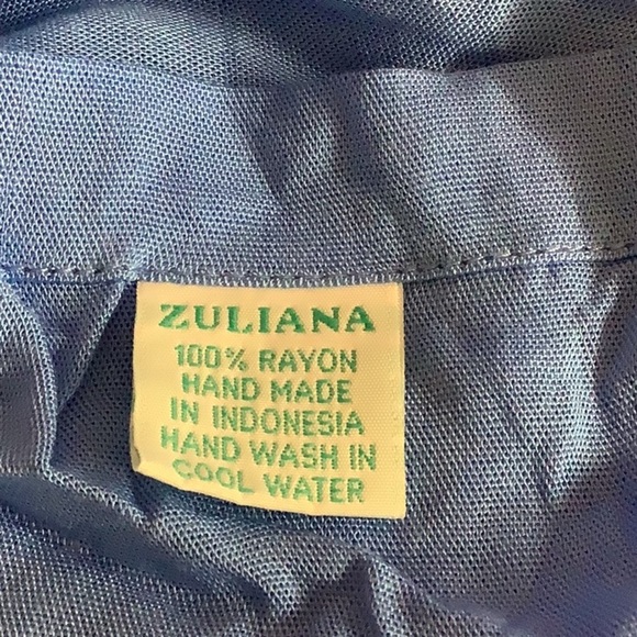 Zuliana Size Small Baby Blue 100% Rayon Sarong with Fringes. Made in USA. - Picture 4 of 4